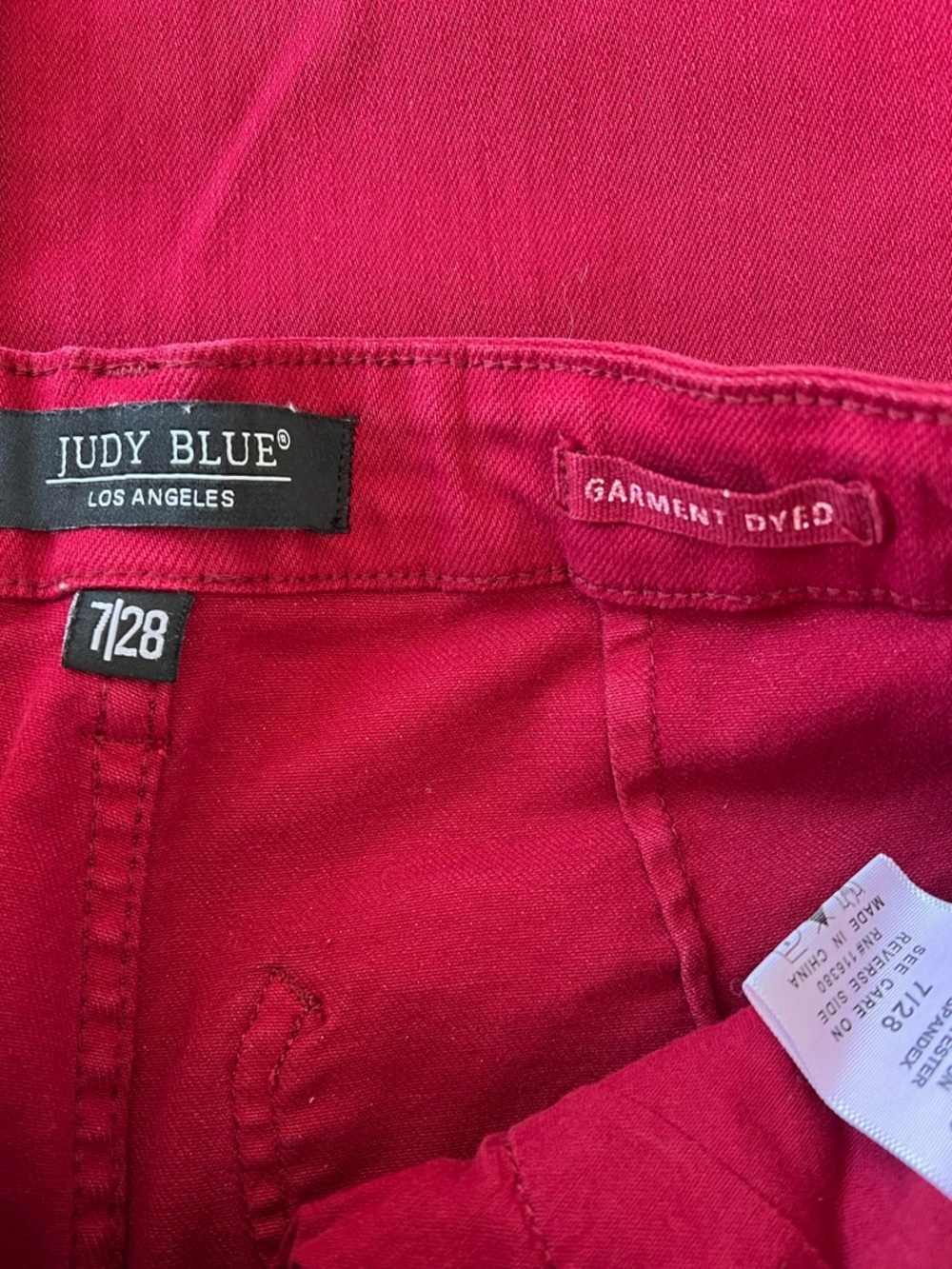 Judy Blue Red Heart Pocket Jeans High Waist Wide Leg Denim Pants Garment Dyed 28 - Picture 8 of 8